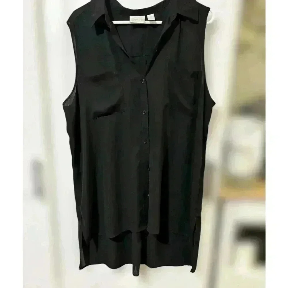 Chicos Women’s Sleeveless High Low Button Up Blouse, Size 3- XL (16)